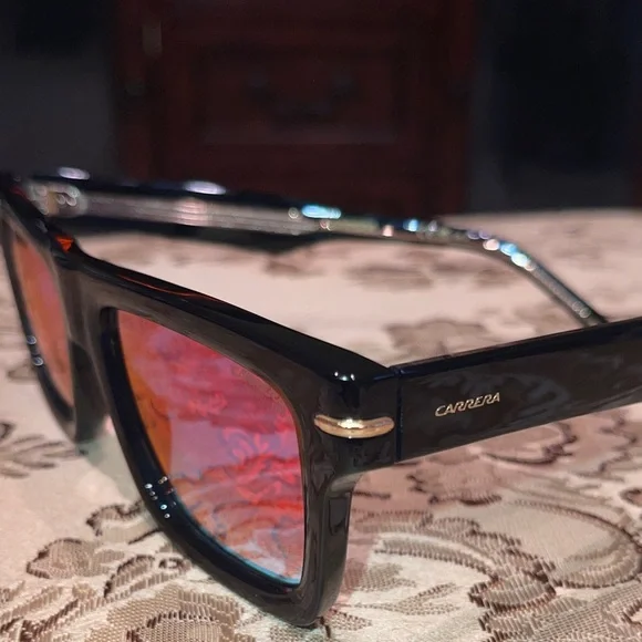 NEW UNISEX Carrera Black Frame Glasses with Vibrant Pink Lenses, Case included NEW UNISEX Carrera Black Frame Glasses with Vibrant Pink  main image 2